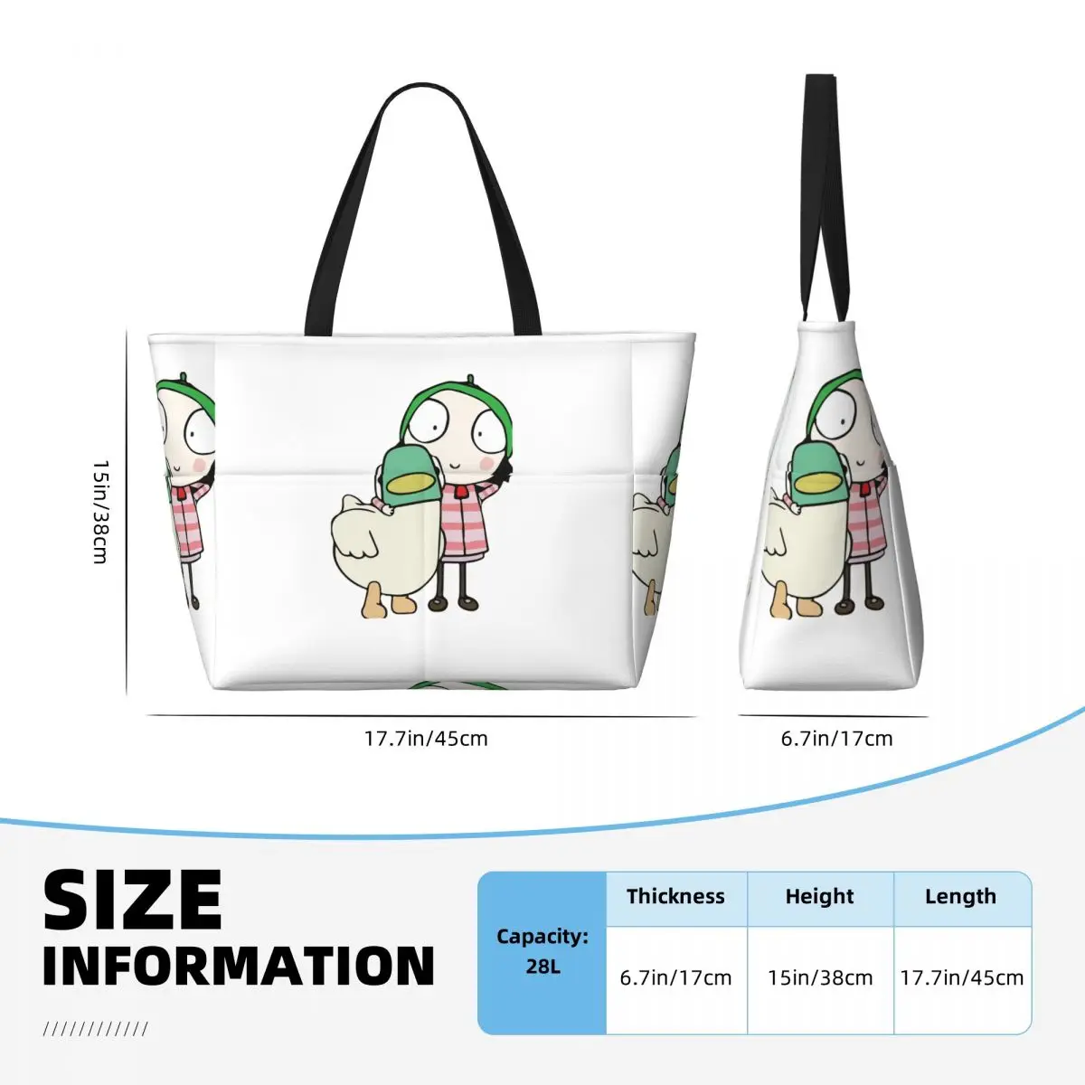 Sarah And Duck Having Fun Beach Tote Bag Sport Gym Yoga Duffle Large Tote Bag Women Travel Bag Fitness bag