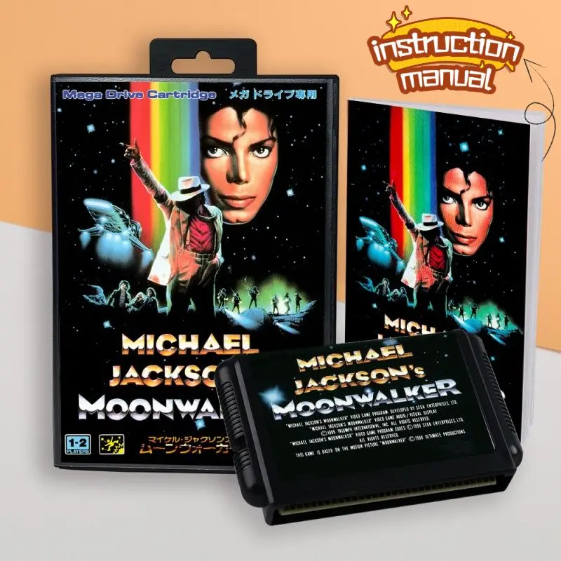 for Michael Jackson's Moonwalker Japan cover 16bit MD card with manual retail box (1 set) for Sega Genesis Megadrive consoles