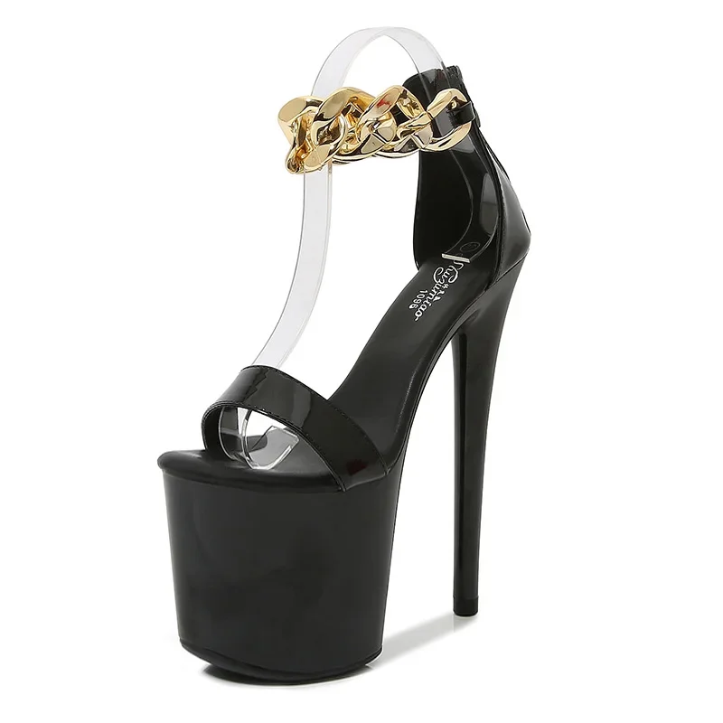 Super High Heel 20CM Round Heels Pole Dance Shoes Summer Modern Sexy Stripper Nightclub Ankle Strap Sandals For Women