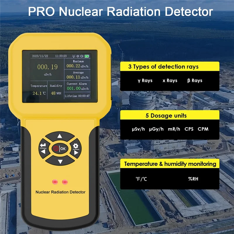 Professional Nuclear Radiation Detector Geiger Counter Radiation Detector Β Y X-Ray Gamma, With Alarm Set,