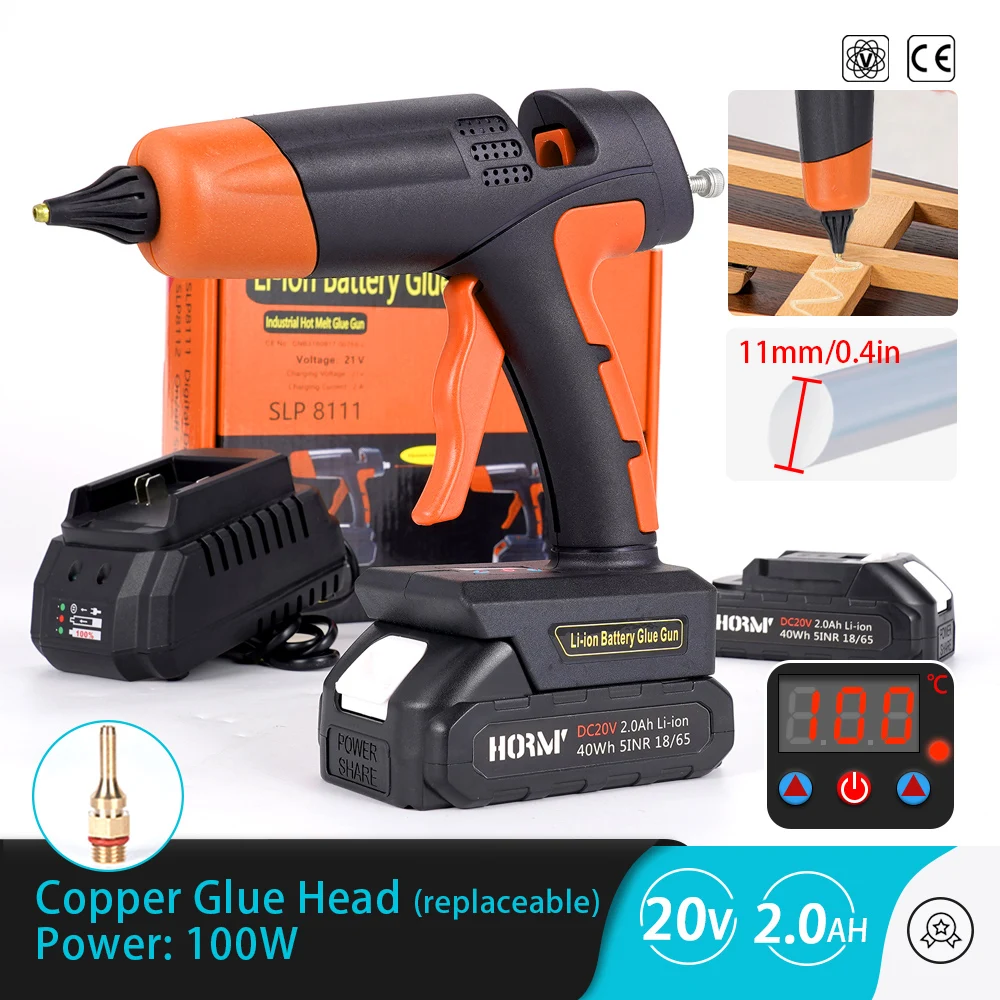 

21V 100W Cordless Hot Melt Glue Gun Rechargeable Portable Home DIY Handicrafts Repair Tool For 11mm Glue Stick Makita Battery