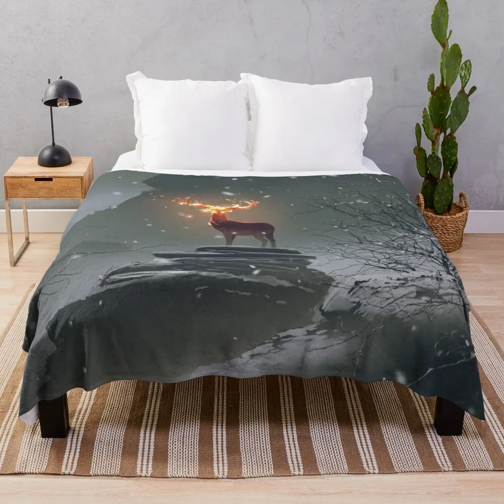 

Legendary Animals Fiery Deer by Ian Fantasy Throw Blanket Sleeping Bag Single Luxury Throw Giant Sofa Blankets