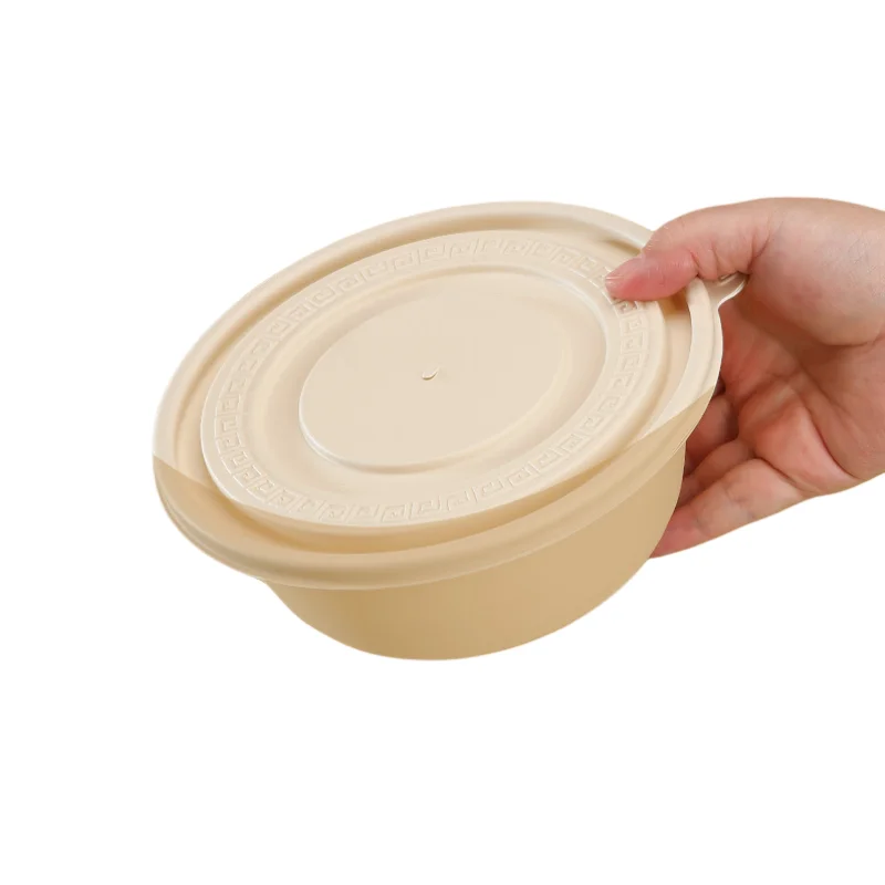 900ML Biodegradable Soup Bowl Disposable Food Containers Bowl With Lid Compostable Microwave Safe Soup Bowl For Restaurant