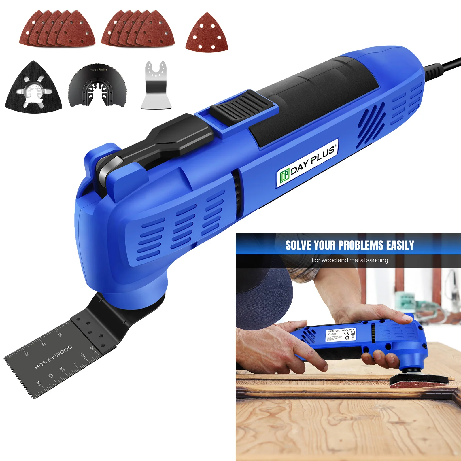 Oscillating Multi Tools, 3800W 22000RPM Electric Corded Multi Tool, 3°Oscillation Angle for Cutting, Sanding, Scraping,Quick-fit