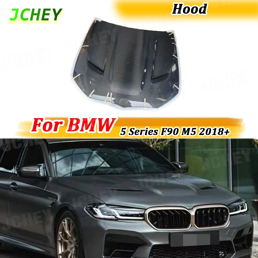 

JCHEY Carbon Fiber Front Engine Hood Vent Cover for BMW 5 Series F90 M5 2018+ FRP Car Engine Bonnet Decoration Bodykit