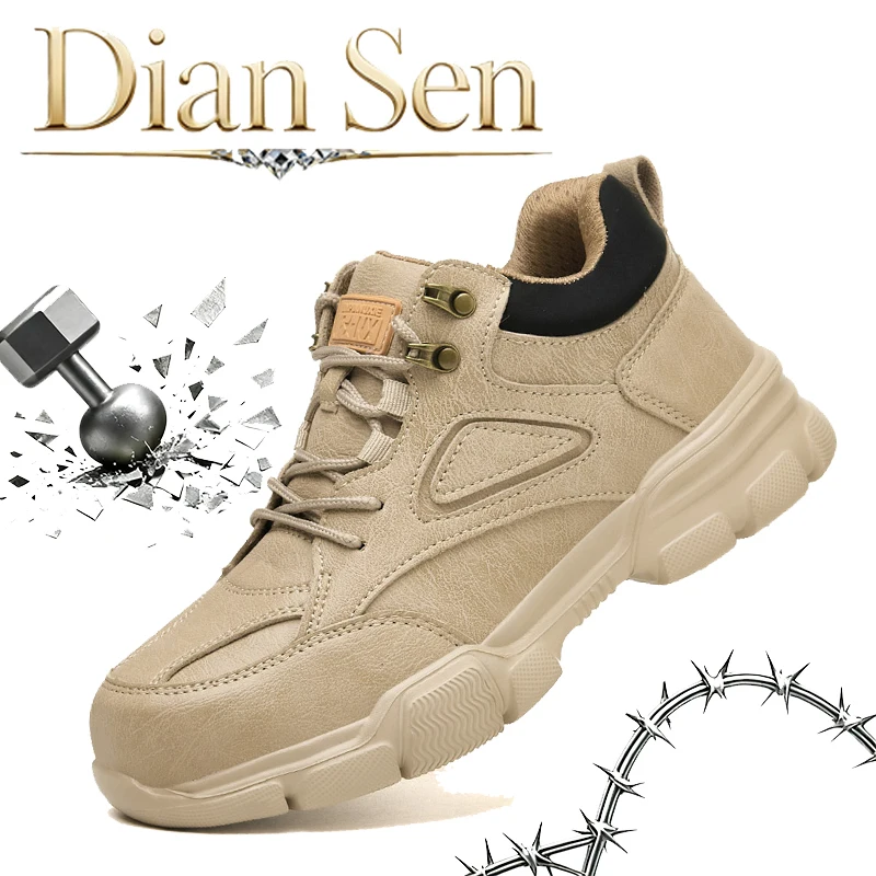 Men Steel Toe Safety Work Boots Anti‑Smash Puncture‑Proof Non‑Slip Wear‑Resistant Comfortable For Construction Warehouse Outdoor