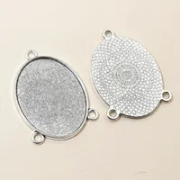 5-40pcs 3-Loops Oval Prndant Cabochons Blank Base Setting DIY Necklace Bracelet Jewelry Making Accessories Findings 6