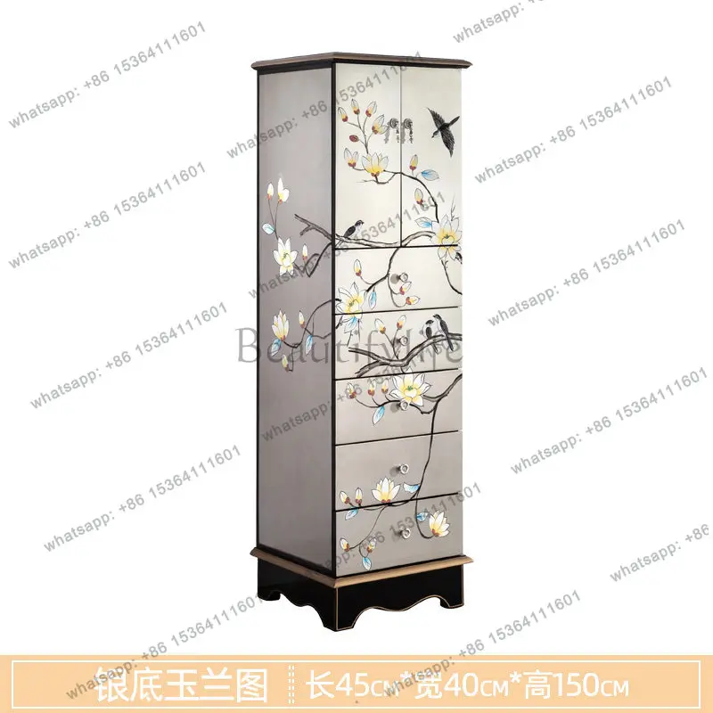 Five-bucket locker living room solid wood with door drawer storage decorative cabinet