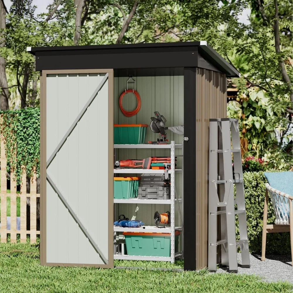 5 x 3 FT Shed Outdoor Storage Sheds Metal Garden Sheds with Lockable Door Outside Waterproof Tool Shed for Backyard