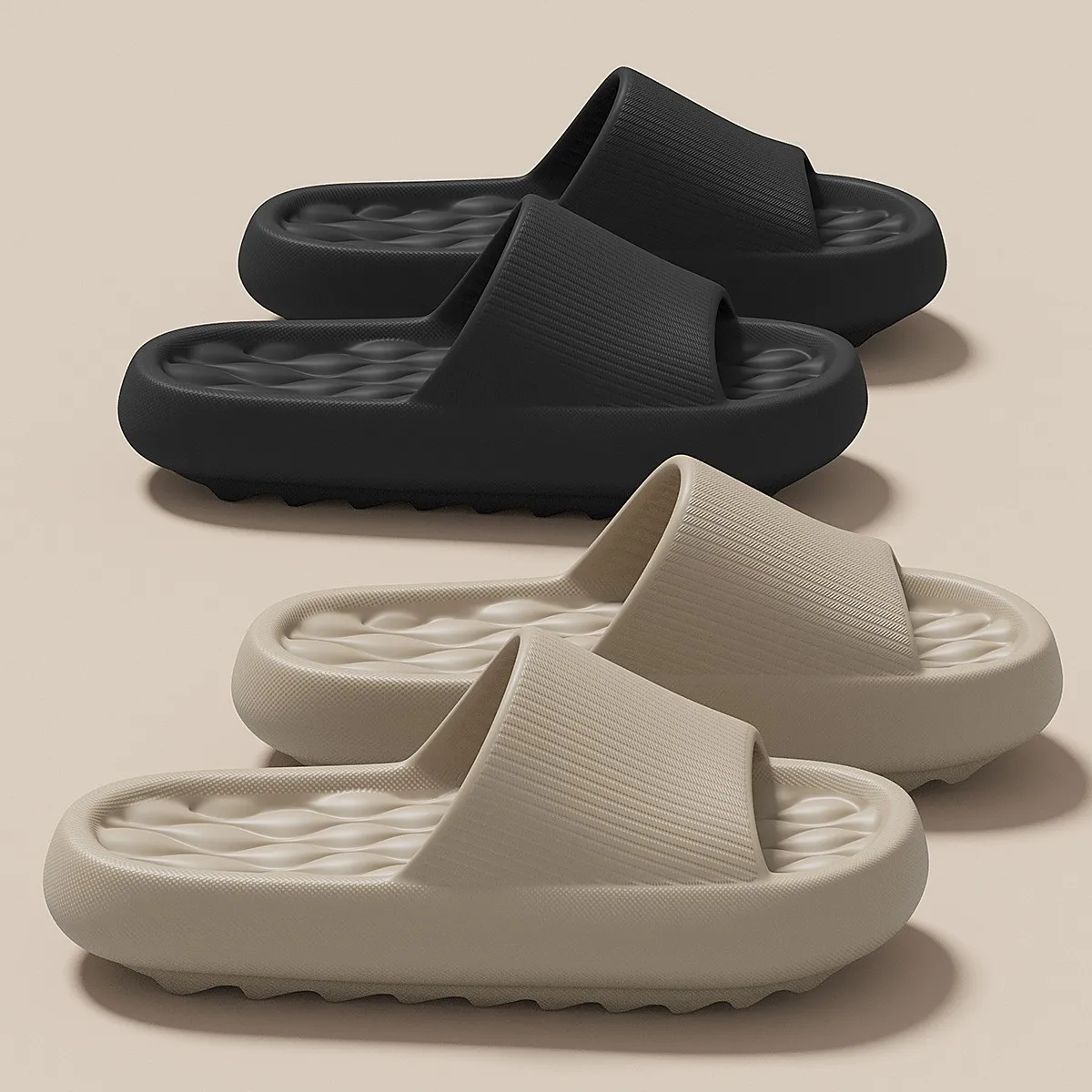 

Big Size Men Summer Slippers Women Comfortable Thick Sole Platform Slides Beach Sandals Couple Bathroom Home Non-slip Flip Flops