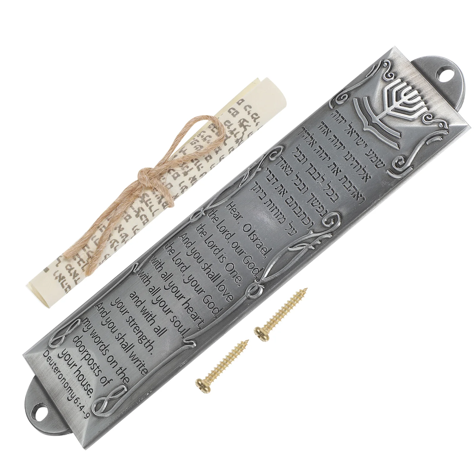 

Religious Mezuzah Scroll Outdoor Ornaments Decor Retro Scripture Poster Metal Adornment Man Jewish Symbols Prayer