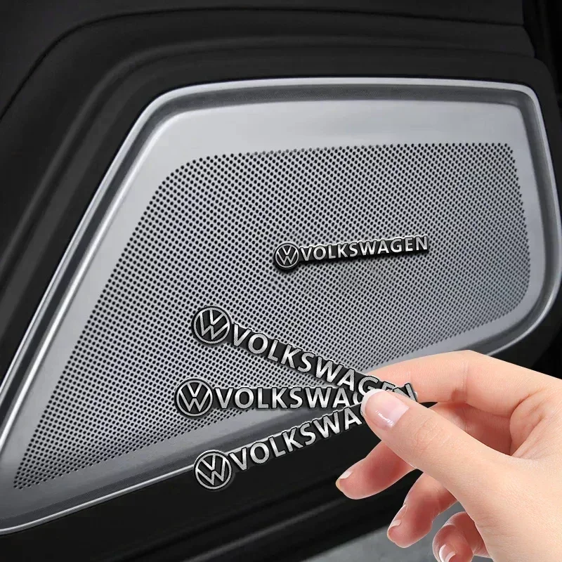 2/4Pcs 3D Aluminum Car Audio Badge Speaker Stereo Emblem Sticker For VW GTI Golf Polo Passat Tiguan Arteon Touareg Taigo Caddy