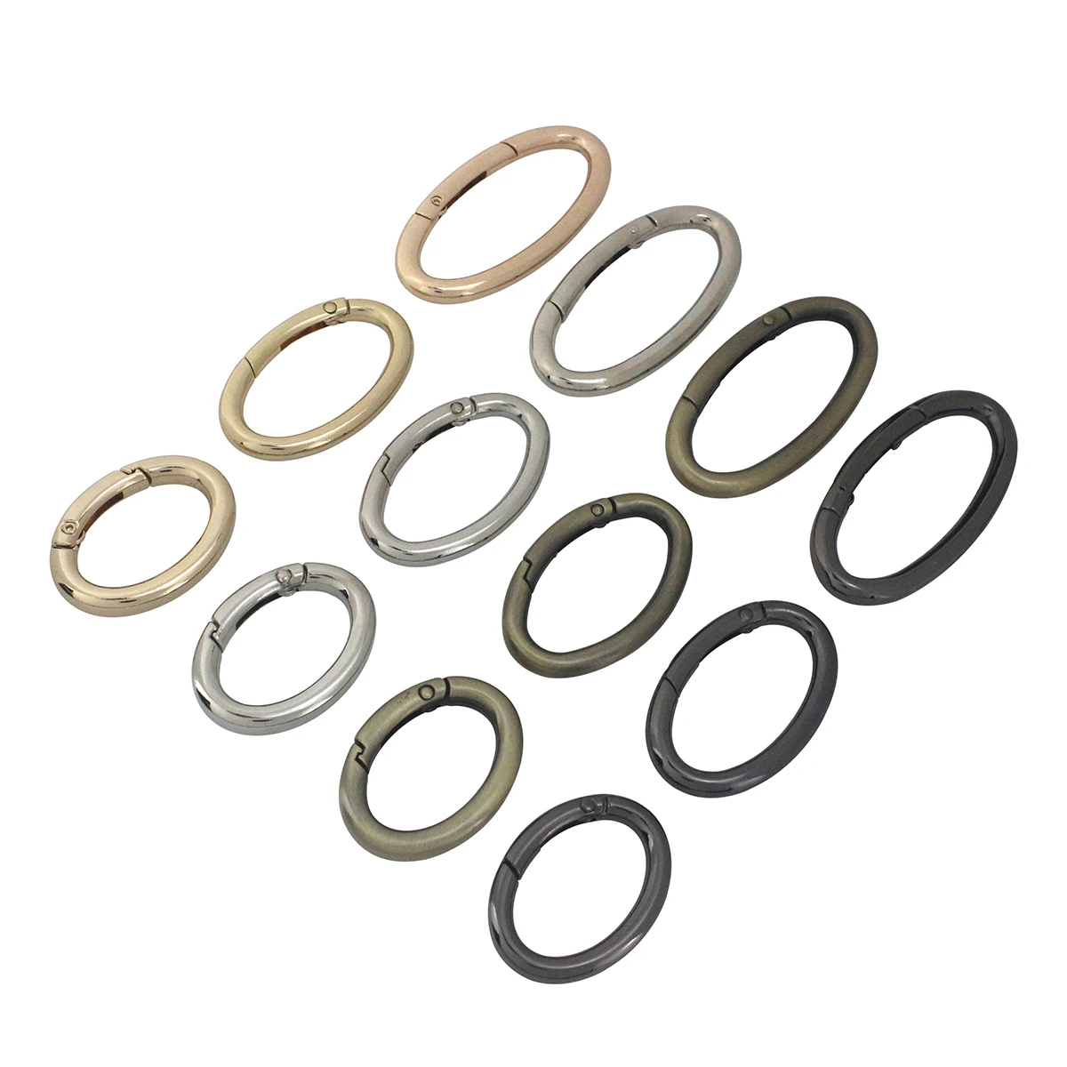 1x Metal Oval Ring Snap Hook Spring Gate Trigger Clasps Clips for Leather Craft Belt Strap Webbing Keychain Hooks S/M/L