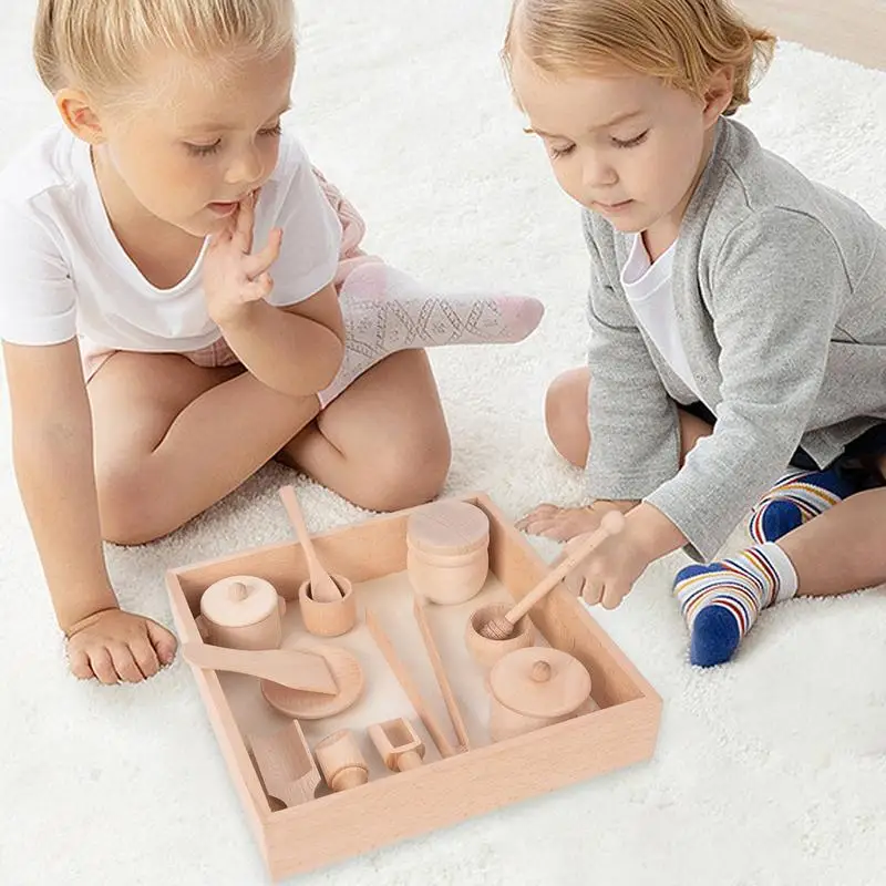 bin Tools 9 Pcs Sensory Montessori Toys Preschool Learning Wooden Educational Toys Sensory Bin Pretend Play For Kids