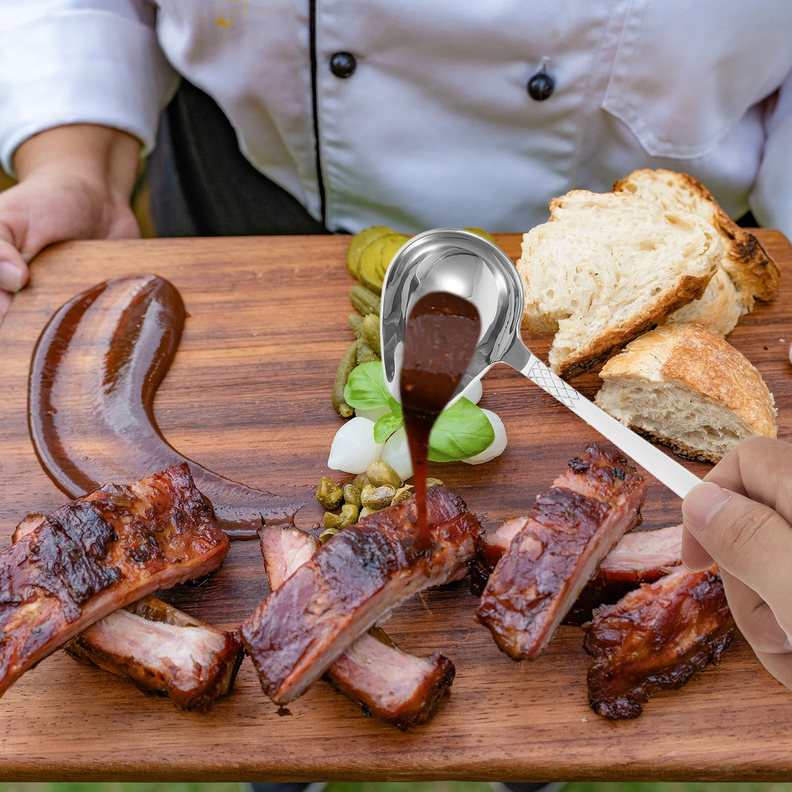 

Premium Stainless Steel Ladle with Spout for Sauces Gravies Soups Salad Dressing Serving Mini Ladle for Cooking Hot Pot Elegant