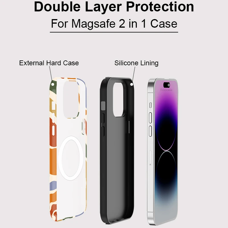 Fcicicase Hülle für iPhone 11, 12, 13, 14, 15, 16 Pro Max Plus Streifenmalerei für Magsafe Matte magnetische kabellose Ladeabdeckung