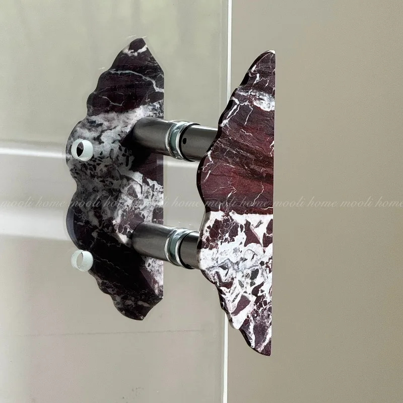 

French Light Luxury Cabinet Handles, 100% Natural Verde Alpi Marble Door Knobs for Wardrobe & Glass Doors