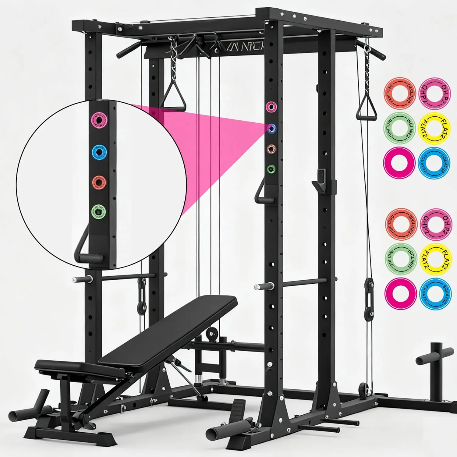 1 Inch Holes 12 Pcs Power Squat Rack Barbell Magnetic Position Markers Reminders Labels