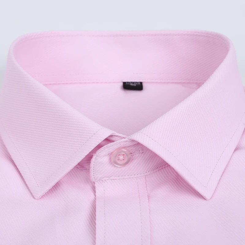 Pink White Blue Twill Men's Formal Shirt Soft Non-iron Classic Slim Casual Shirts Business Office Wedding Banquet Base Dress