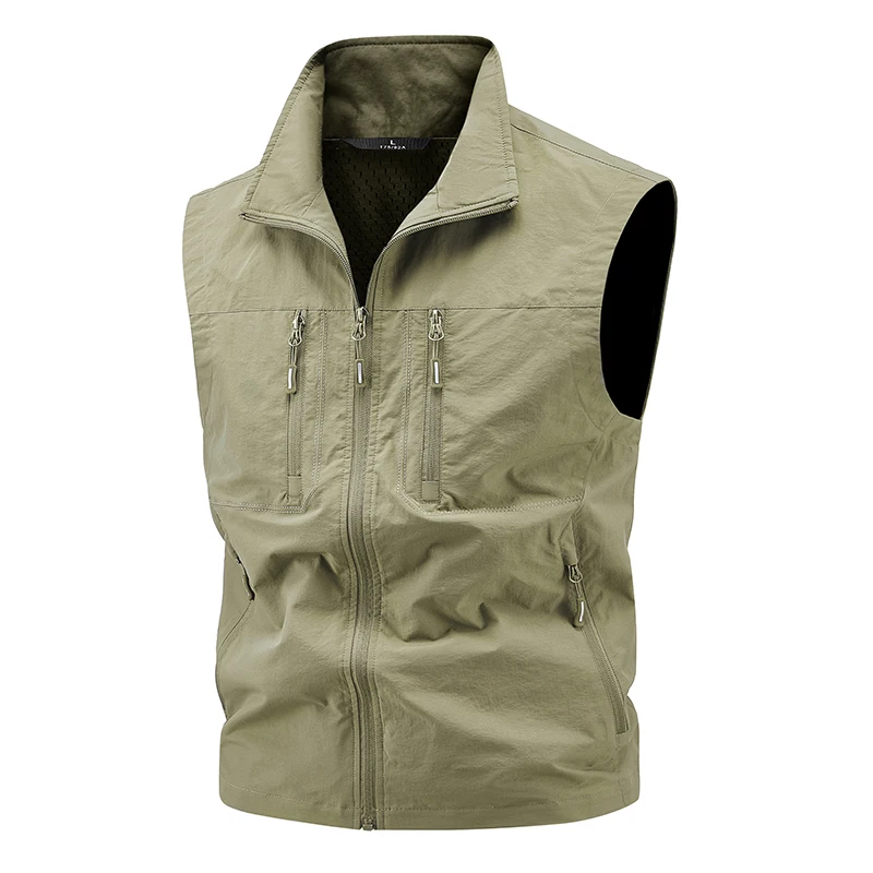 Vest Fishing Vest Men's Summer Thin Fishing Vests Outdoors Gilet Men Quick Drying Casual Spring and Autumn Stand Collar Jacket - Image 4