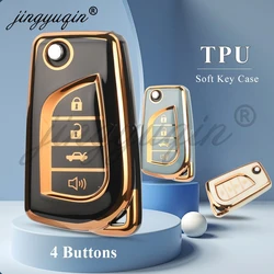Jingyuqin 4 버튼 TPU 자동차 원격 키 케이스 커버 Toyota Hilux Corolla Avensis Prado Fortuner RAV4 CHR Camry 액세서리