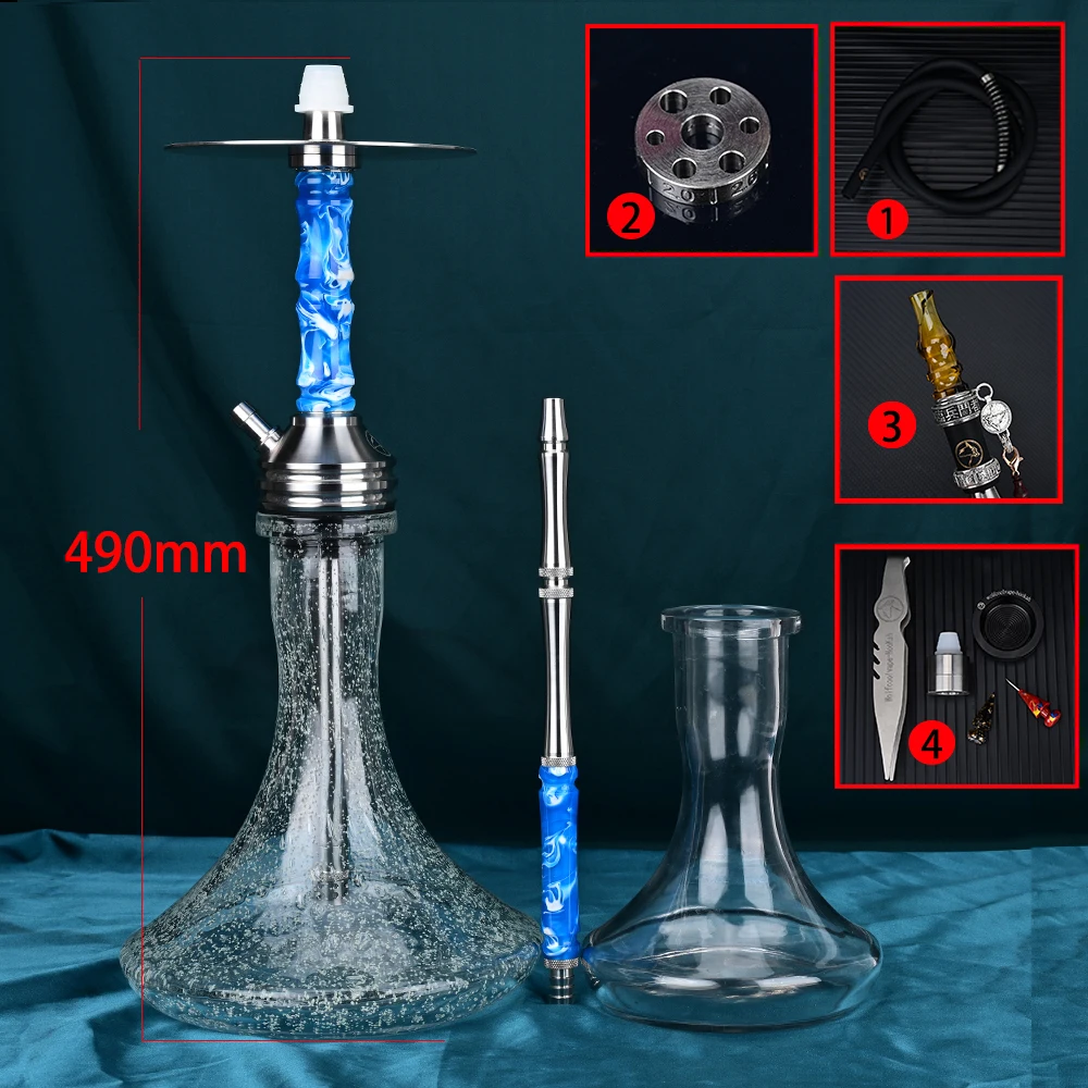 Wolfcoolvape Hookah Shisha Pipe kit original high quality hookah single tube pot resin stainless steel hookah pot complete set