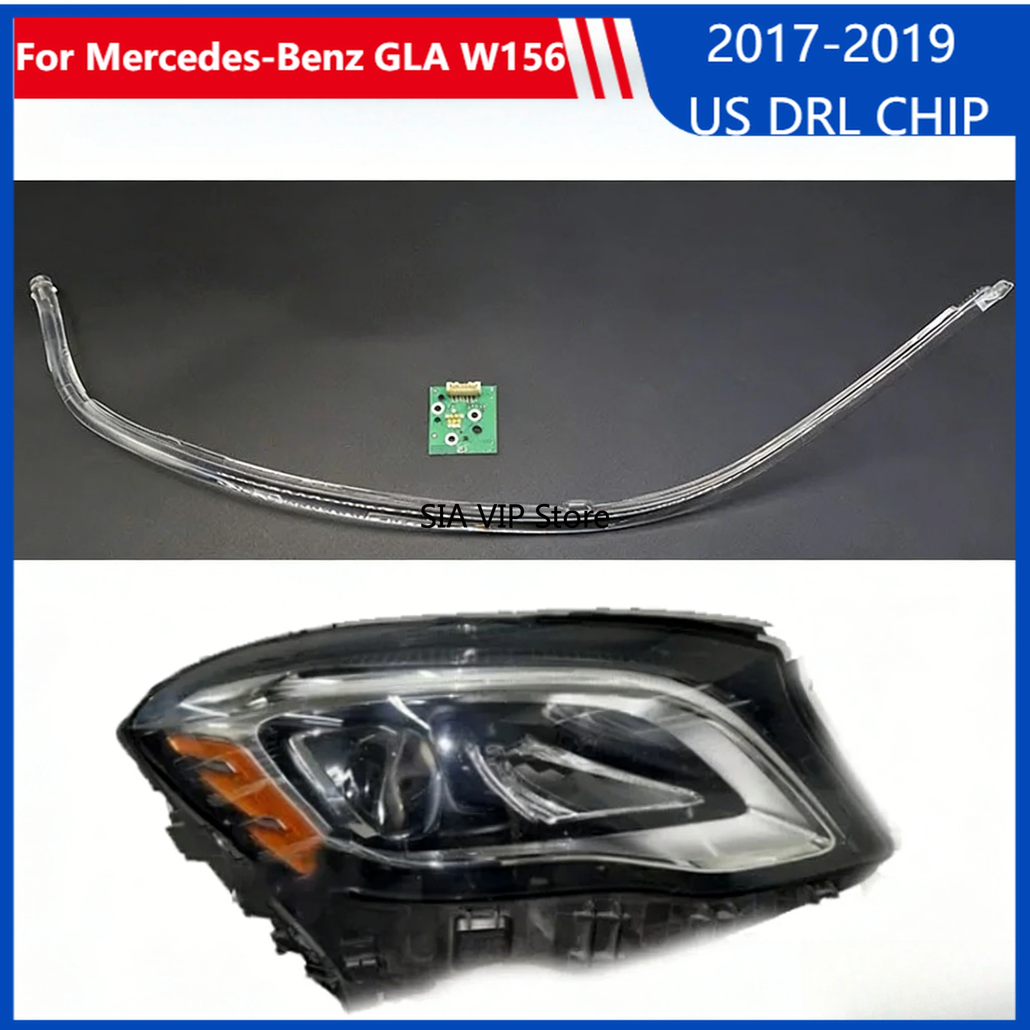 

White Angel Eye For Mercedes-Benz GLA W156 2017-2019 Ballast Light Guide Tube Module Suitable US Version Car Headlight DRL CHIP