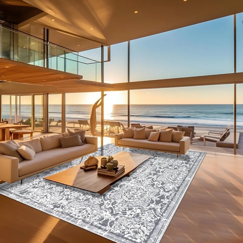 Living Room Rug, Vintage Shaggy Soft Laundry Rug, Non Slip Kitchen Area Mat, Washable Farmhouse Bedroom Area Carpet