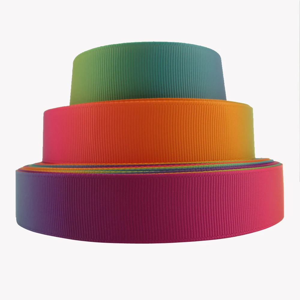 5 Yards Multi Size Rainbow Gradient Color Printed Grosgrain Ribbon DIY Handmade Materials For Wedding Gift Wrap,5Yc12664