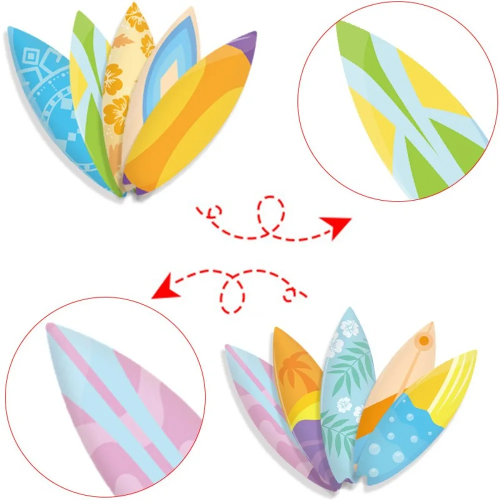 60pcs Summer Theme Hawaiian Surfboard Stickers Waterproof Removable Mini Surfboard Decorations Colorful Beach Party Decoration