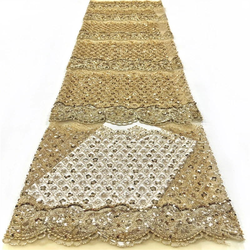 New Style African Nigerian 3D Embroidery Tulle Sequins Lace Fabric 2026 High Quality French Beaded Mesh Lace Fabric Prom Dress 3