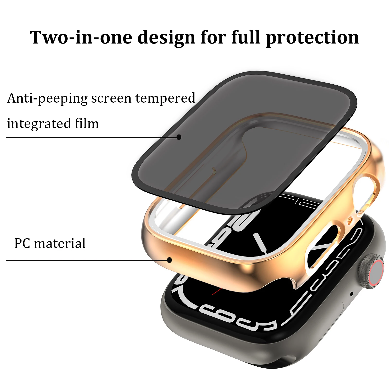 Vidro Temperado e Capa para Apple Watch, Protetor de Tela, Bumper Case, 9, 8, 3 Ultra, 49mm, 41mm, 45mm, 42mm, 38mm, iWatch Série 7, 6, SE, 44 milímetros, 40 milímetros