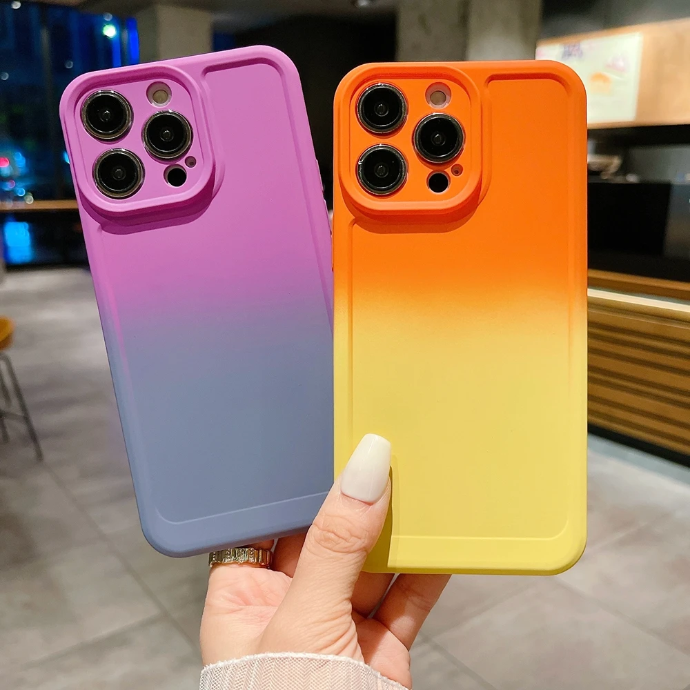 

Camera Lens Fundas Silicone Phone Cases For iPhone 16 15 14 13 12 11 Pro Max 8 7 Plus Mini SE X XS Pls Case Gradient Soft Cover