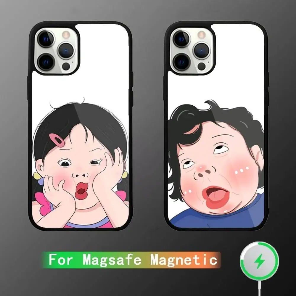 

Funny Cute Girl Phone Case For iPhone 17,16,15,14,13,12,11,Pro,Max,Plus,Mini,SE4,E Magnetic Magsafe Wireless Charging
