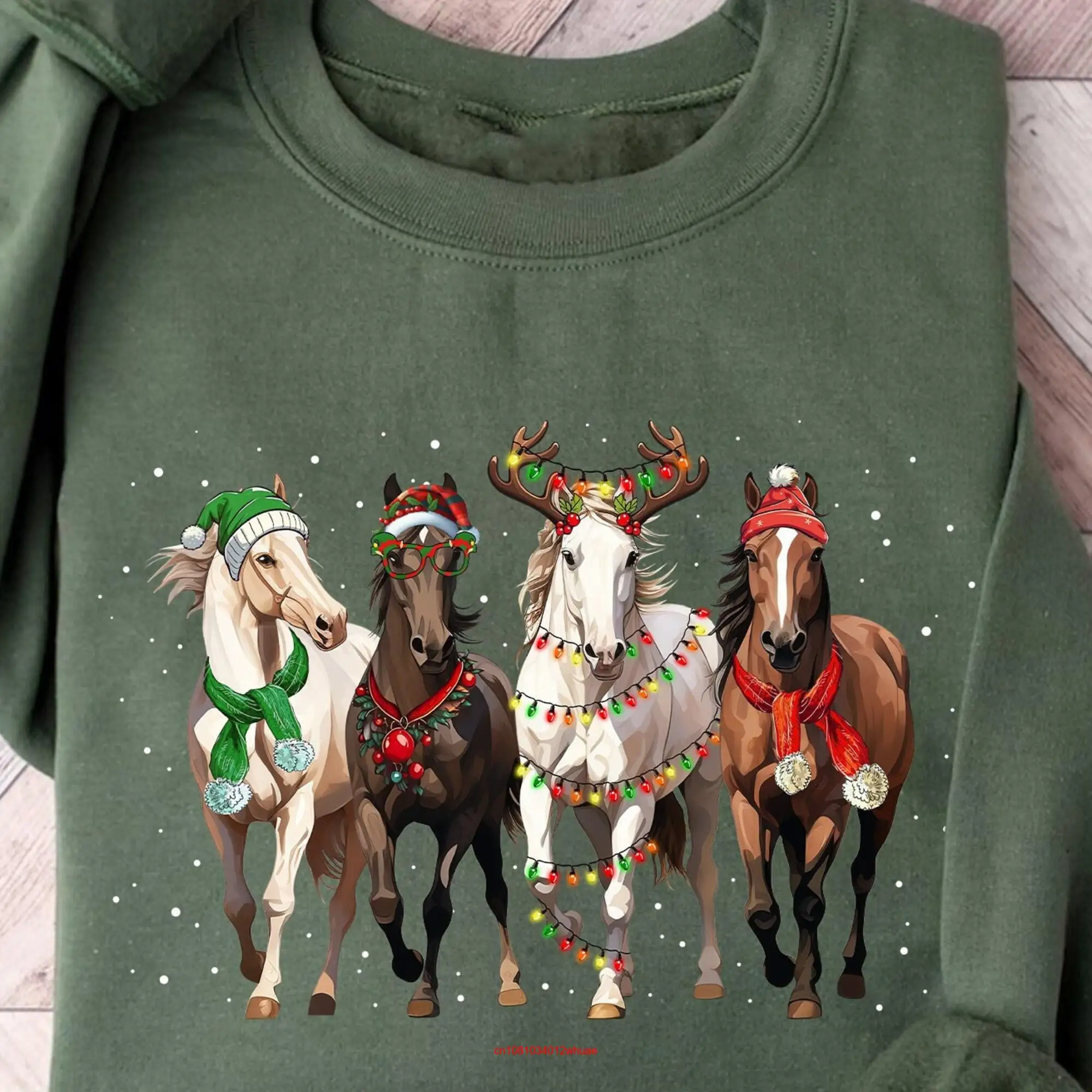 Horse Christmas T Shirt Retro Womens Funny Lover Woman  long or short sleeves