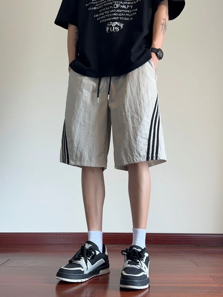 

Мужские спортивные брюки Qui Dry Sports, лето 2024, новые, прямые, повседневные, средней длины, модные, баскетбольные, свободные, с эластичным поясом