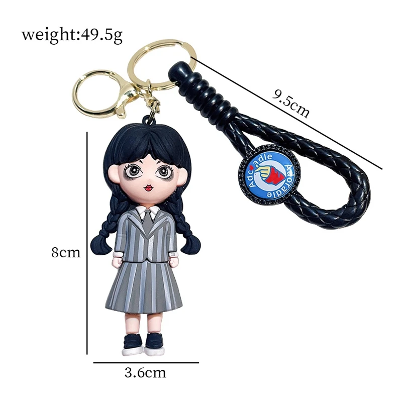 Addams-Llavero colgante de PVC para coche, accesorio de decoración, figura de Anime, mochila, bolso, 6cm