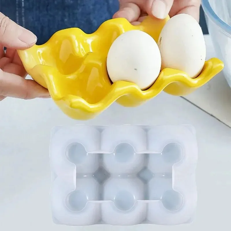 Easter 6-compartment Egg Tray Resin Silicone Mold Epoxy Resin Diy Egg-shaped Egg Rack Gypsum Jewelry Storage Plate Decoration