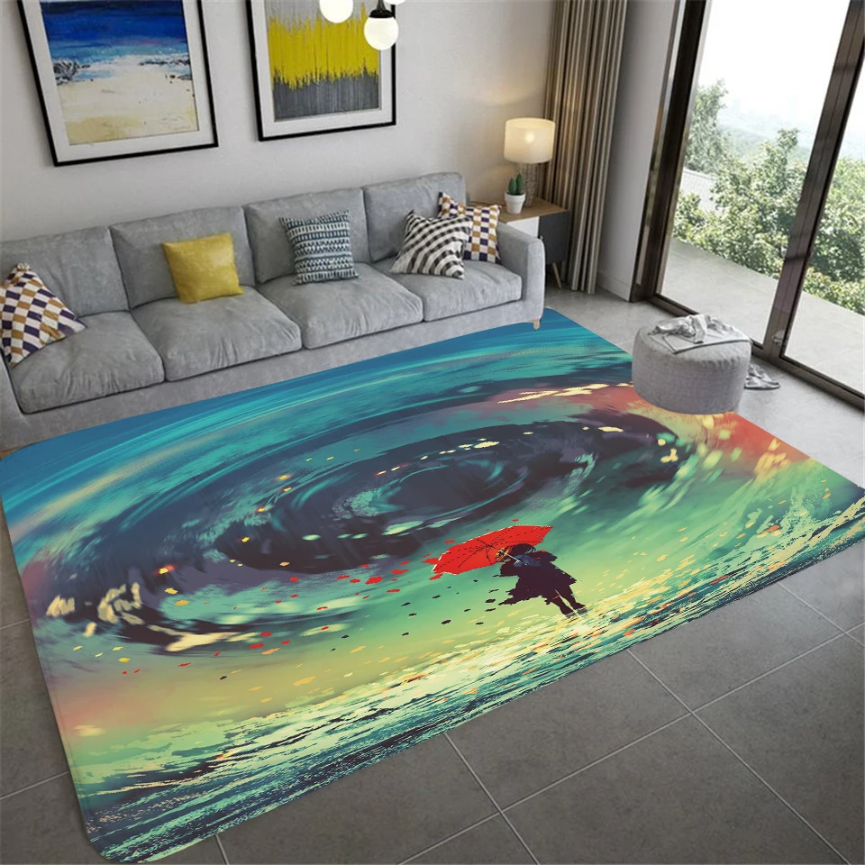 Cartoon Fantasy Illustration Carpet Living Room Decor Bedroom Non-slip Floor Mats Balcony Corridor Doormat Kitchen Bathroom Rug