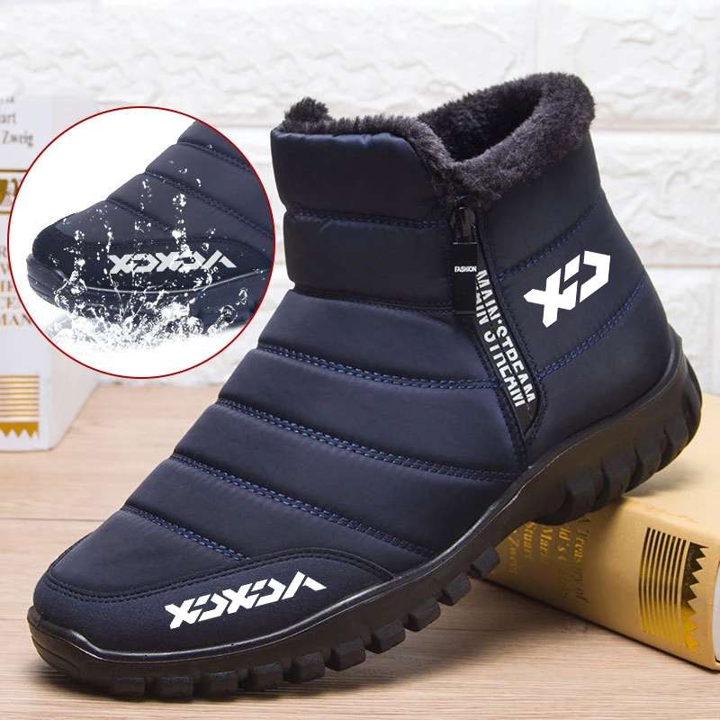 

New Men's Winter Plush Warm Fishing Cotton Shoes, Couple's Large Waterproof Snow Boots, Outdoor Non-slip Climbing Camping Shoes