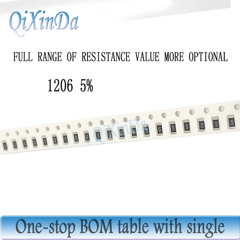 5000PCS 1206 SMD 5% Resistor 0R-10M 0.1R 0.12R 0.43R 1R 3.6R 10R 22R 82R 1K 10K 47K 91K 100K 390K 470K 680K 1M 4.7M 6.2M 9.1M