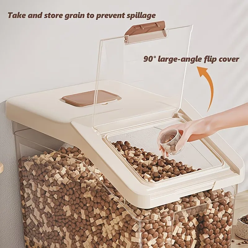 새로운 5kg/10kg 대형 고강도 사각형 애완동물 사료 보관 버킷, 개, 고양이, 새 사료용 대형 개방형 뚜껑 포함, 2가지 사이즈 제공