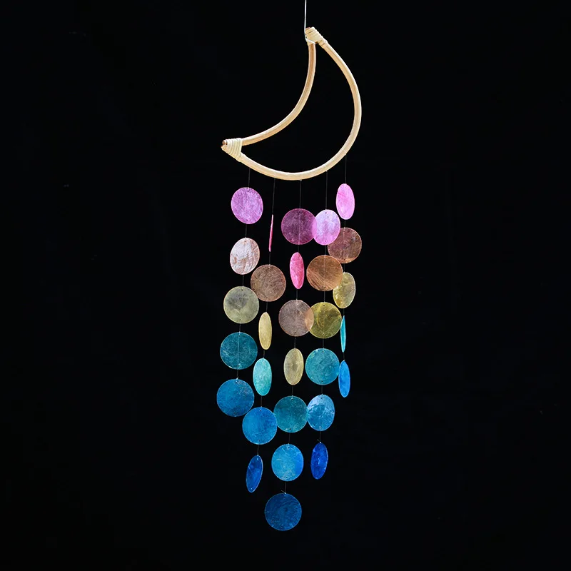 Moon Style Shell Slice Wind Chime Pendant Handmade Pendant Girls Gift Room Balcony Japanese Creative Door Decoration