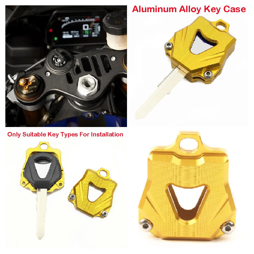 يناسب ياماها YZF R1 R7 R6 R3 ABS YZF-R1 YZF-R7 YZF-R6 YZF-R25 2001-2024 دراجة نارية مفتاح غطاء موضة CNC الألومنيوم قذيفة