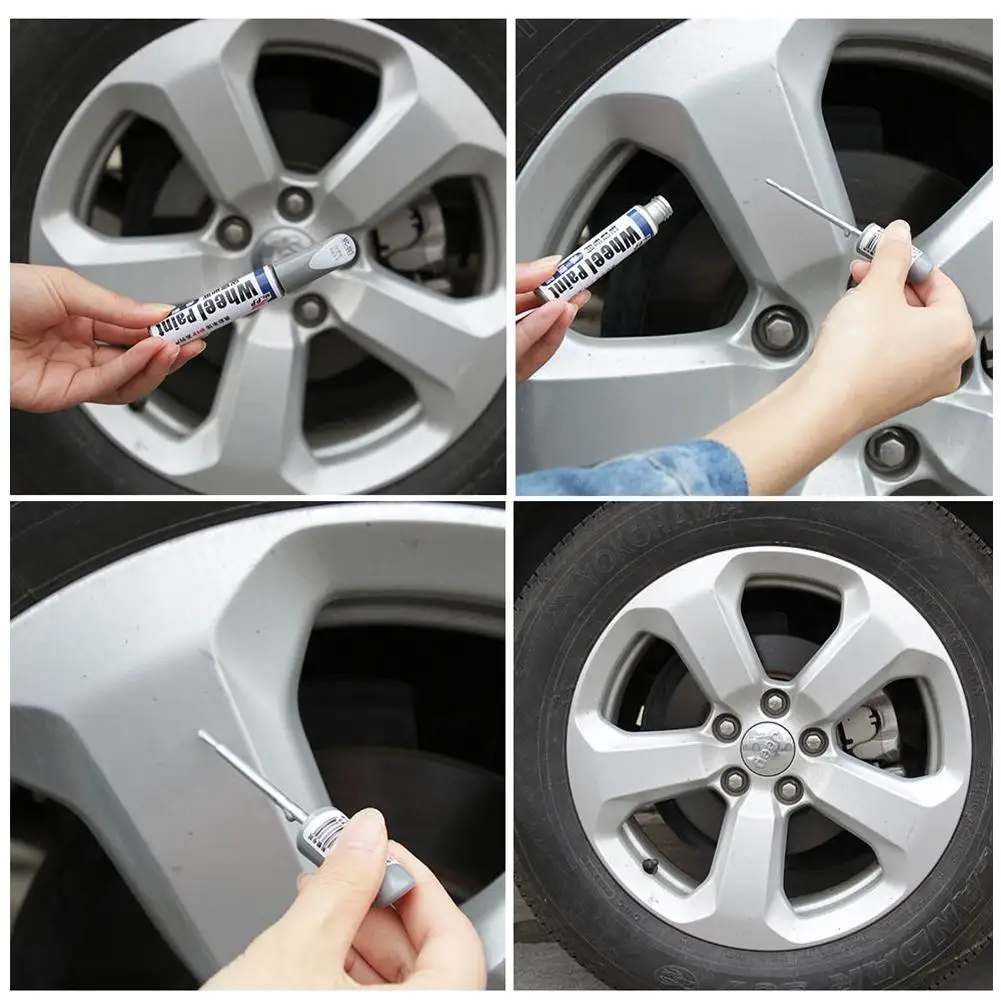 12ML Aluminum Alloy Wheel Hub Renovation Paint Brush Wheel Paint Wheel Hub Spray Scratch Automobile Hub Repair Pen Silver