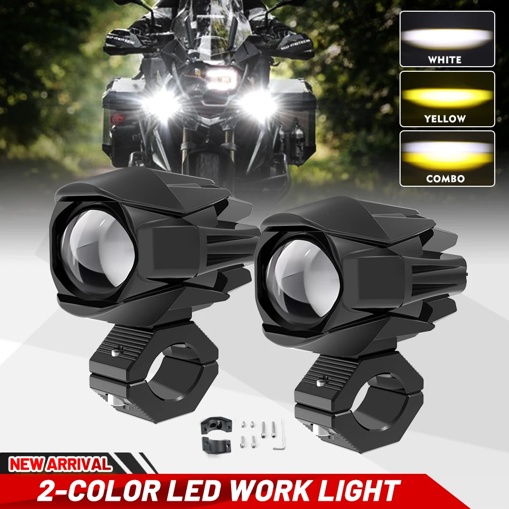 

HAOLIDE 3INCH Motorcycle LED 2Color Spot Work Light Car 6500K 3000K LED Headlight Fog Light For Offroad ATV Motorcycle 12V 24V