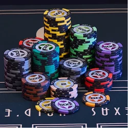 Jetons de poker en argile pour Texas Hold'em, jetons ronds de haute qualité, jeu de divertissement de baccarat, tableau de bord numérique, 100 pièces