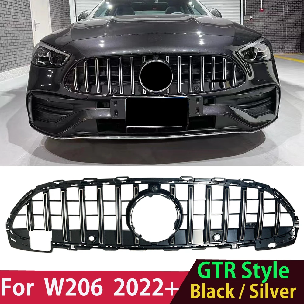 

W206 GTR Panamericana Style Front Grille Grill for Mercedes Benz C Class W206 2022+ C180 C 220d C300 Silver & Black