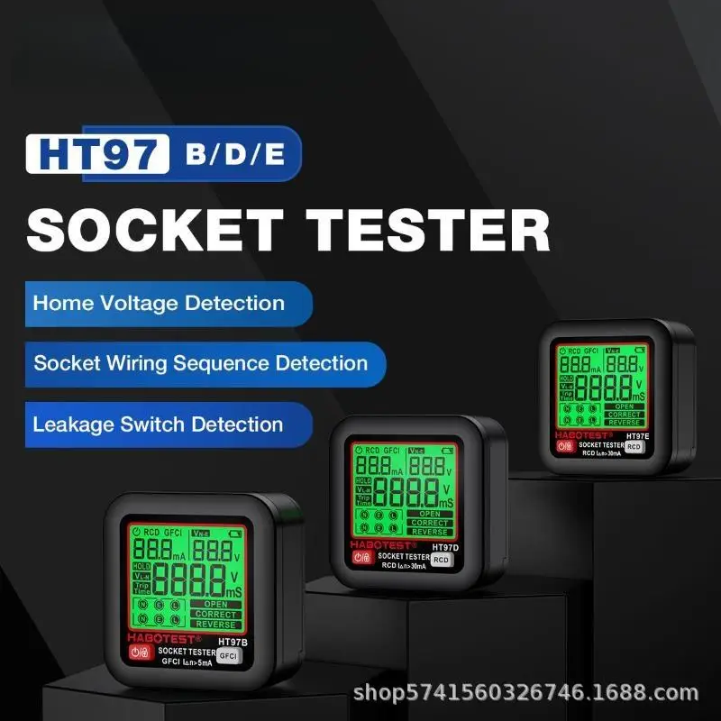 HT97 Socket Tester Pro Voltage Test LCD Digital Outlet Socket Detect US/UK/EU Plug Ground Zero Line Plug Polarity Phase Check