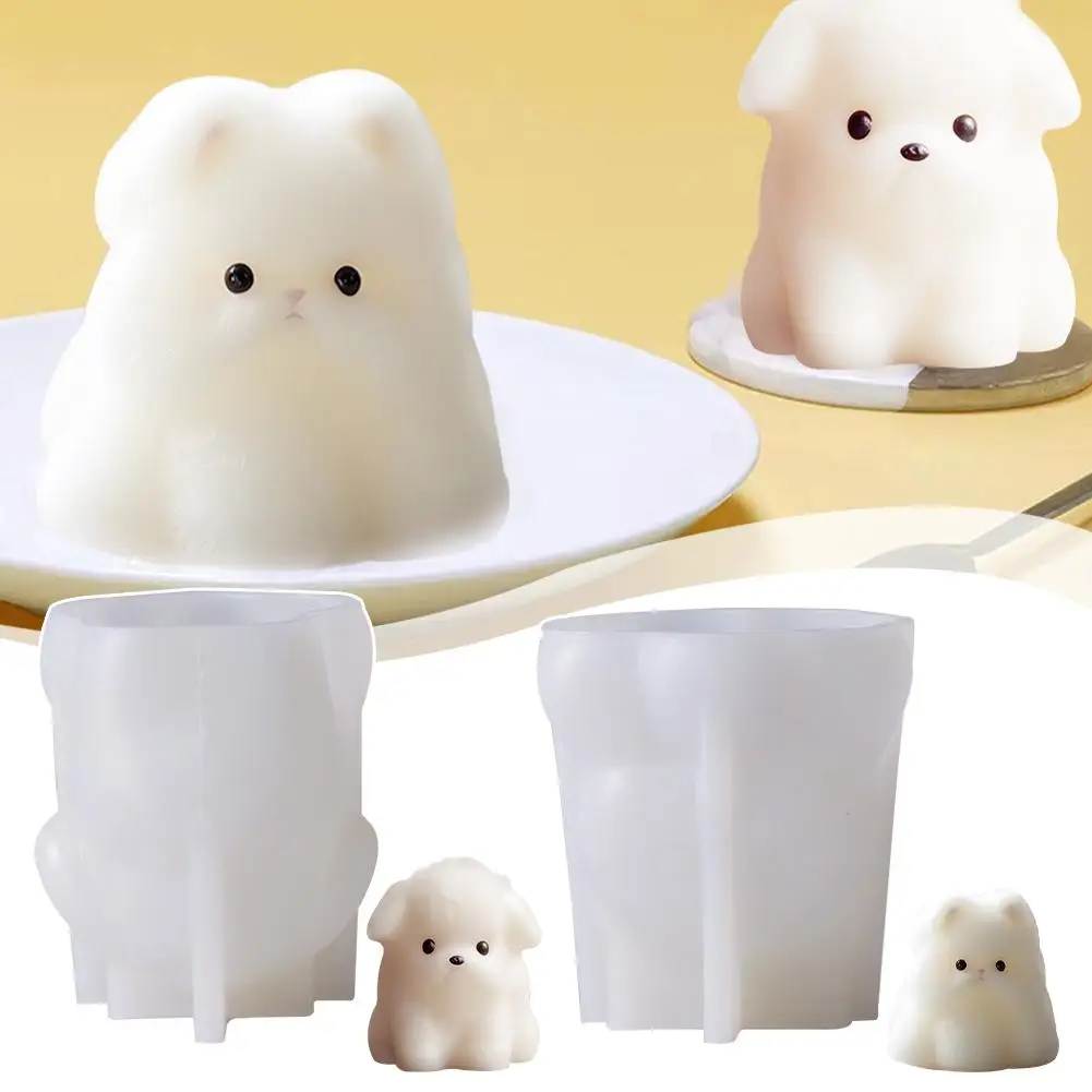 3D Pudding Puppy Candle Molds Silicone DIY Cartoon Molds Mold Chocolate Dessert Cake Mousse Pudding Cake C7V6